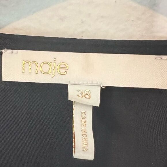 Maje Black Silky Deep V-Neck Front Tie Jumpsuit - Picture 6 of 9